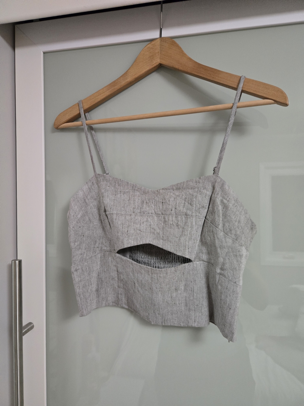 Jason Wu Linen Blend Cropped Cutout Cami Top Size Medium